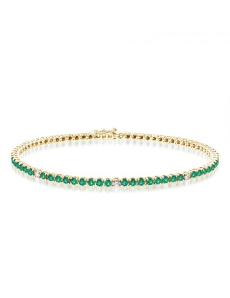 Bracciale tennis smeraldi e diamanti oro bianco 18 kt.
