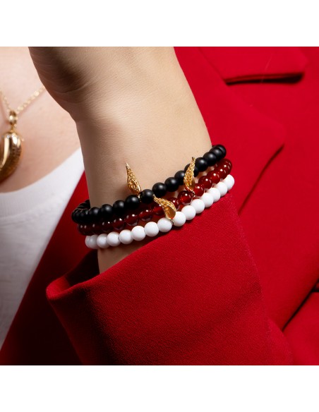 Corno White Gold Elastic Agate Spheres