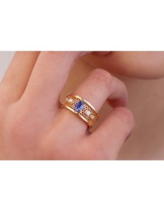 Yellow Gold Sapphire Embroidery Ring 2