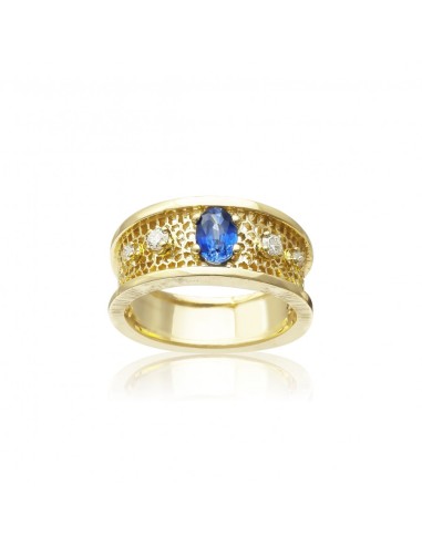 Yellow Gold Sapphire Embroidery Ring