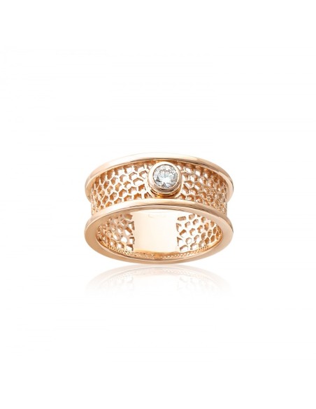 Anello oro rosa e diamante Ricami