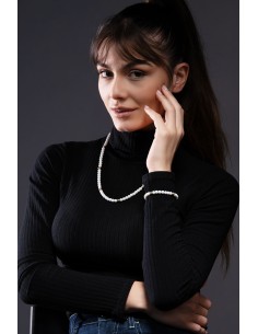 White Agate Gold elastic bracelet 2