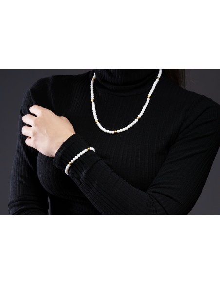 Collana  Agata bianca e Oro