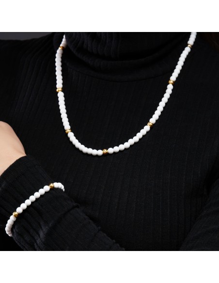 Collana  Agata bianca e Oro