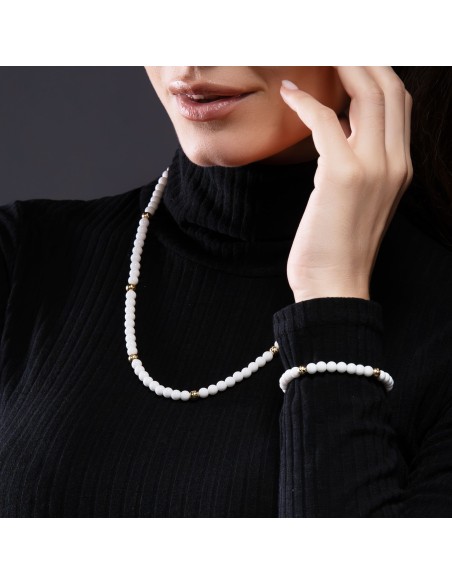 Collana  Agata bianca e Oro