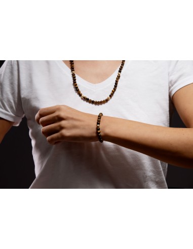 Bracciale Elastico Oro e Occhio di tigre