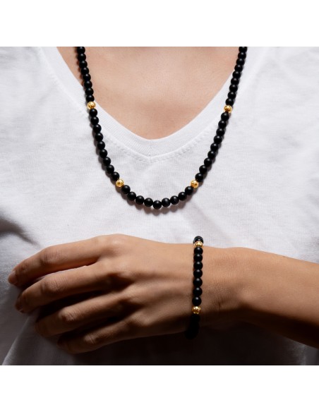 Collana  Onice matto e Oro