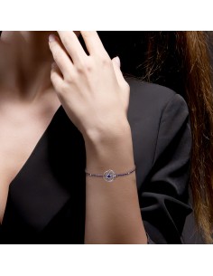 Tennis bracelet with sapphire, diamond and solar buckle 2