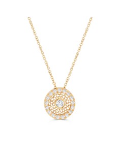 Embroidered Yellow Gold Diamond Pendant
