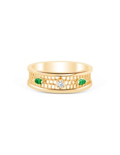 Ricami Ring with diamonds and  emeralds marquise cut