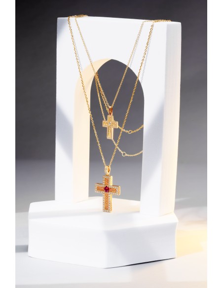 Croce Oro Giallo Rubino