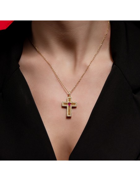 Croce Oro Giallo Rubino