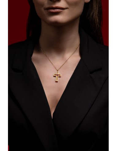 Croce Oro Giallo Rubino