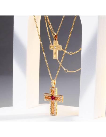 Croce Oro Giallo Rubino