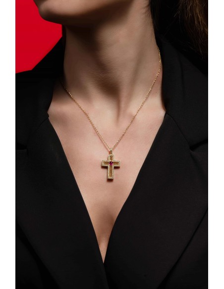 Croce Oro Giallo Rubino