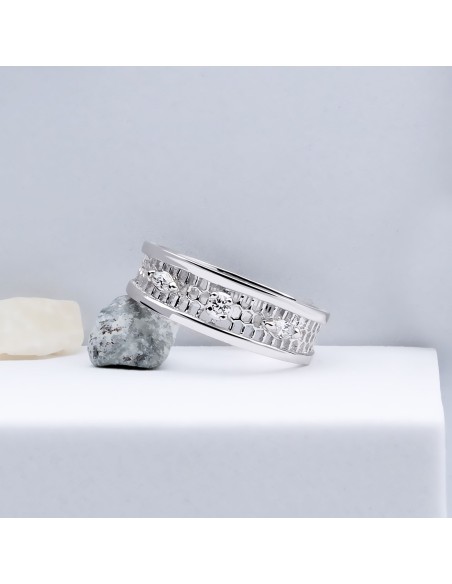 Anello Ricami Diamanti taglio marquise