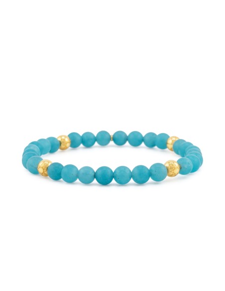 Braccialetto elastico Giada Blue e Oro