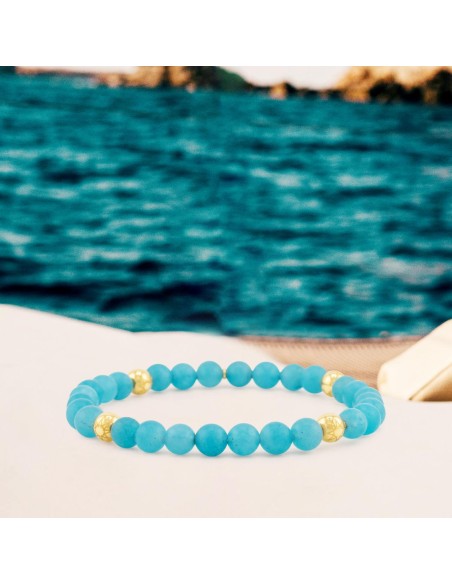 Braccialetto elastico Giada Blue e Oro