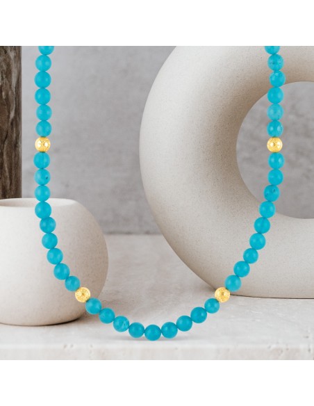 Collana in Giada Blu e Oro
